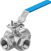 3-Way ball valve Series: VZBE Stainless steel/PTFE L-bore Handle PN63 Internal thread (NPT) 1.1/4" (32)